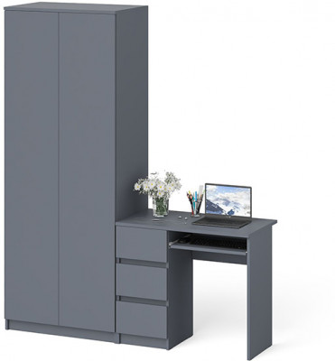 Мори Стол компьютерный МС-6 левый + Шкаф МШ800.1, цвет графит, ШхГхВ 170,4х50,4х209,6 см., выдвижные ящики слева, НЕ универсальная сборка