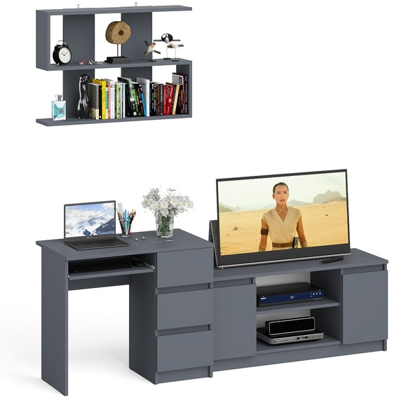 Мори Стол компьютерный МС-6 правый + Тумба МТВ1200.1 + Полка 900, цвет графит, ШхГхВ 210,4х50х209,6 см., НЕ универсальная сборка