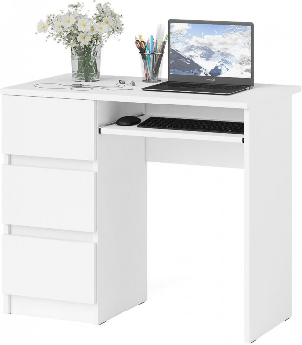 Мори компьютерный стол МС-6 левый, белый