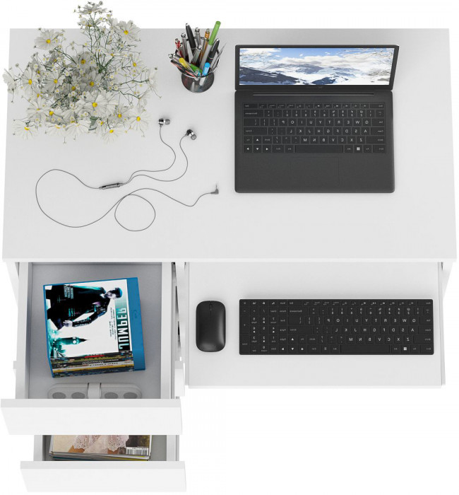 Мори компьютерный стол МС-6 левый, белый