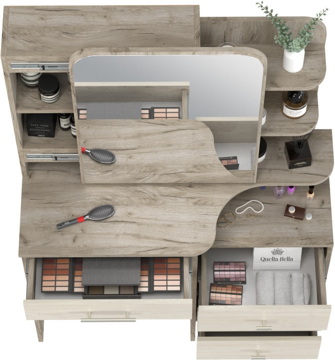 Трюмо 4-25101дкс/скан.д.б. Верона, цвет дуб крафт серый/скандинавское дерево белое, ШхГхВ 98,8х45,1х150,1 см., НЕ универсальная сборка