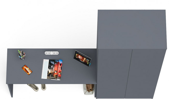 Мори письменный стол МСП1200.1 + Шкаф МШ800.1, графит