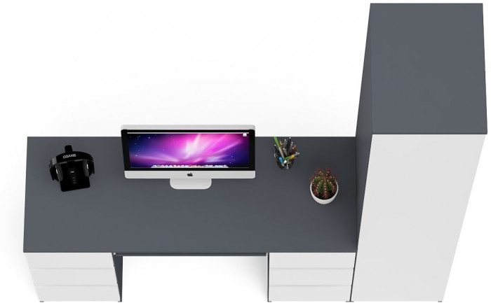 Мори компьютерный стол МС-2 + Пенал МШ400.1, графит/белый