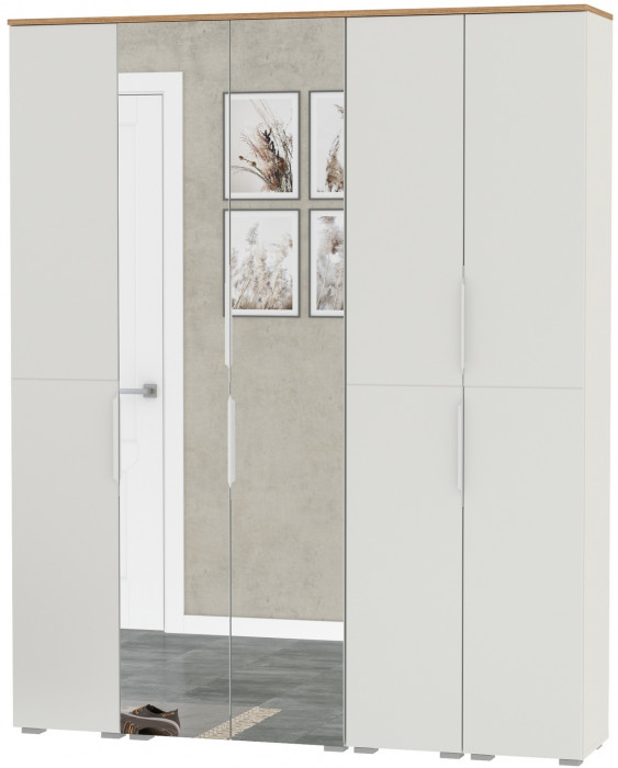 Октава Набор шкафов 02, белый шагрень/дуб крафт золотой/фасады МДФ белый шагрень