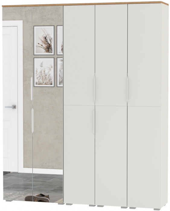 Октава Набор шкафов 02, белый шагрень/дуб крафт золотой/фасады МДФ белый шагрень