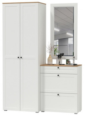 Остин Прихожая 16, цвет белый шагрень/дуб крафт золотой, ШхГхВ 160х54,3х229,6 см., универсальная сборка