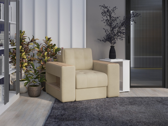 Кресло Доро, Бежевый/Дуб канадский МДФ