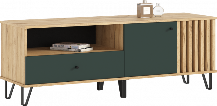 Роджина Тумба ТВ 1500, Дуб крафт/Изумрудный