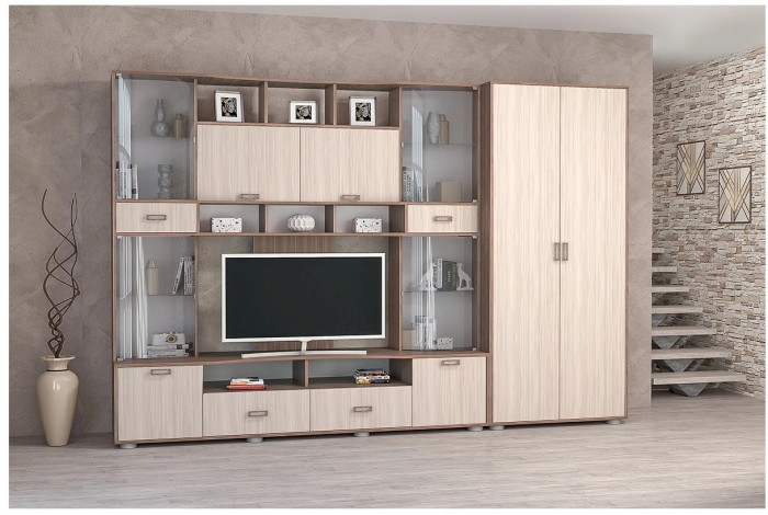 Гостиная Аллегро ЛДСП Вариант 4 + шкаф (Венге / Белфорт)