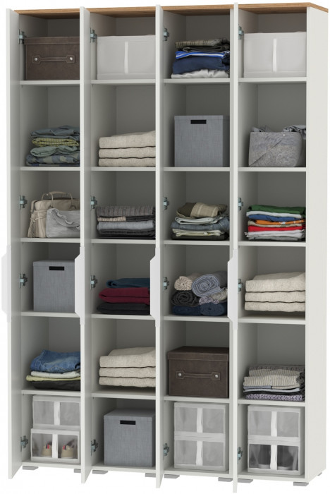 Октава Набор шкафов 45, белый шагрень/дуб крафт золотой/фасады МДФ белый шагрень