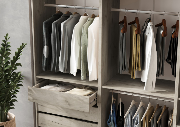 Гардеробная Ларго Вариант №2, Крафт серый (без фасадов)