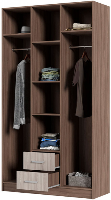 Трио шкаф 3-х ств (1200*2200*500 мм) ясень шимо темный/ясень шимо светлый