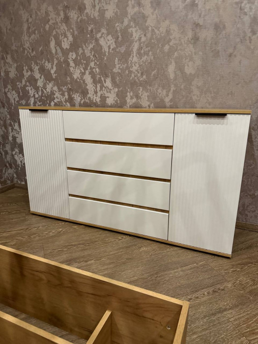 Марвэл Комод 2 двери 4 ящика (1600), Крафт серый/Кашемир