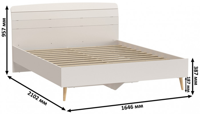 Афина Спальня 12-1600, цвет кашемир серый, сп.м. 1600х2000 мм., б/м, основание есть - фанера