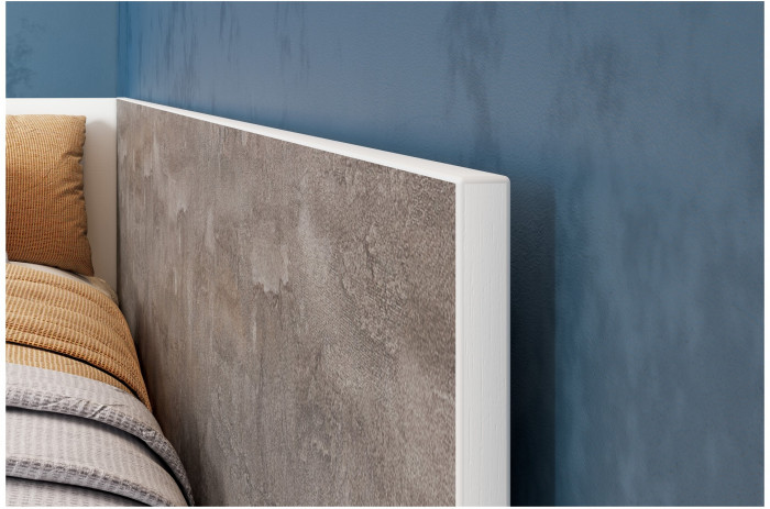 Анри Кровать-диван (0,9х2,0) Белый Текстурный/Железный камень