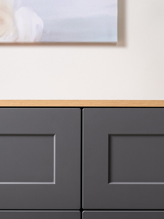Остин 16.240 Комод, цвет серый графит/дуб крафт золотой, ШхГхВ 160,1х41,9х75,4 см. (шесть выдвижных ящиков)