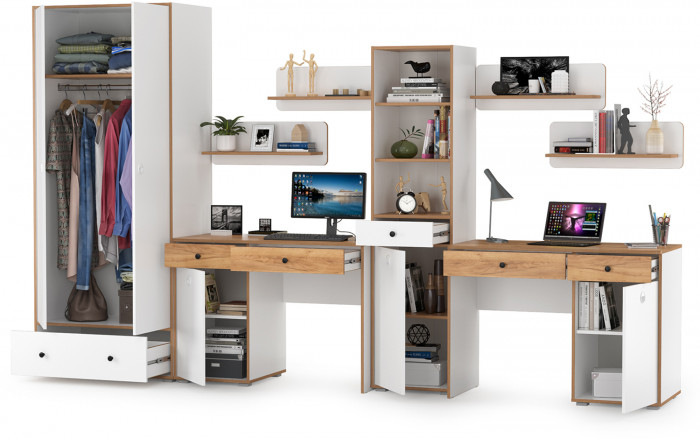 Вуди Компоновка № 31, белый премиум/дуб крафт золотой