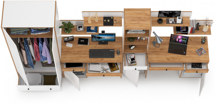 Вуди Компоновка № 31, белый премиум/дуб крафт золотой