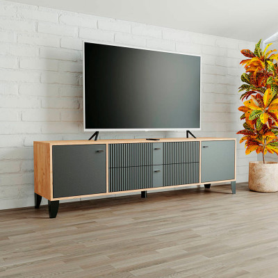 Тумба ТВ Парус-10 дуб крафт золотой/карбон вулкан