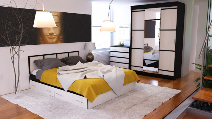 Сакура Комод + Зеркало, венге/дуб лоредо