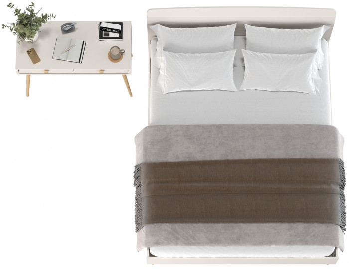 Афина Спальня Кровать 1600 + Стол, кашемир серый