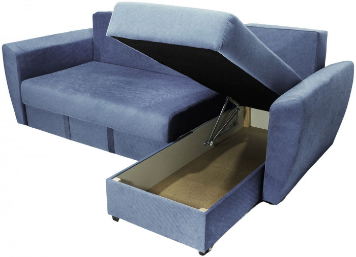 Диван-кровать угловой Амстердам Люкс, 150х200, еврокнижка, независимый пружинный блок, велюр, серый