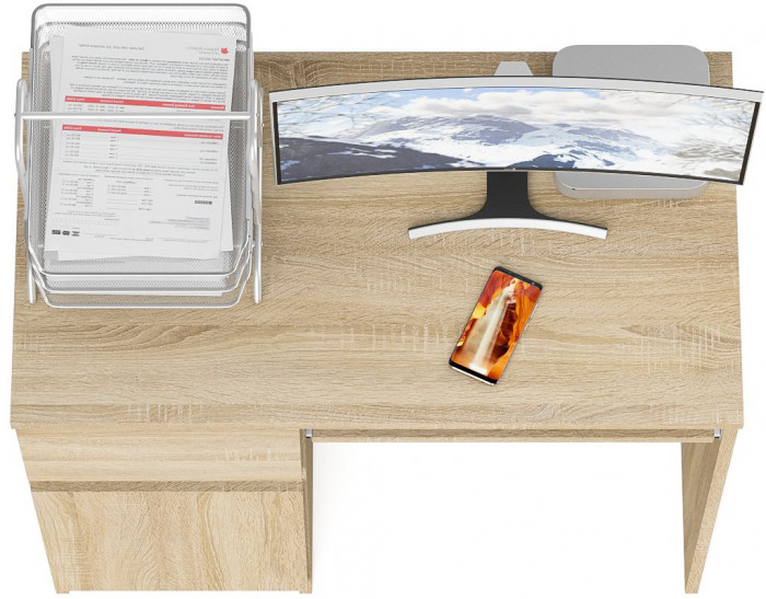 Мори Стол компьютерный МС-1 левый, цвет дуб сонома, ШхГхВ 90х50х76,6 см., выдвижной ящик слева, НЕ универсальная сборка