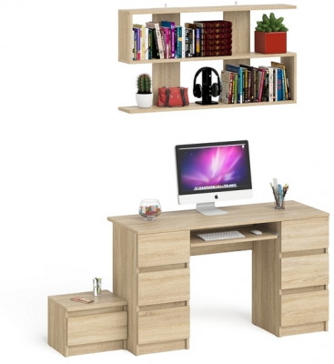Мори Стол компьютерный МС-2 + Тумба ТМП400.1 + Полка 1200, цвет дуб сонома, ШхГхВ 175,8х50х209,6 см., универсальная сборка