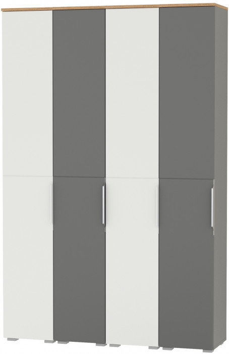 Октава Набор шкафов 47, белый шагрень/серый графит/дуб крафт золотой/фасады МДФ белый шагрень/серый графит