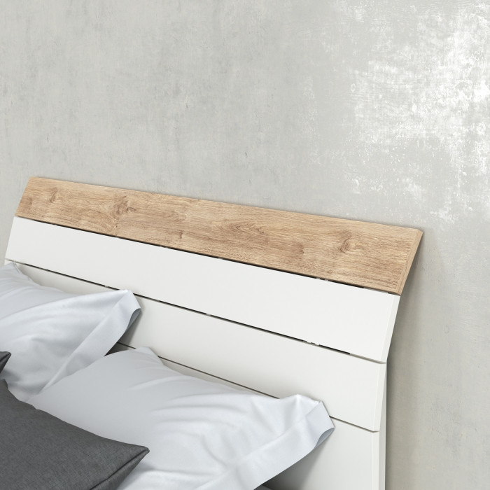 Муссон Кровать 11.41 + ортопед + Комод 13.97, цвет белый/дуб эндгрейн элегантный, сп. м. 1600х2000 мм., б/м