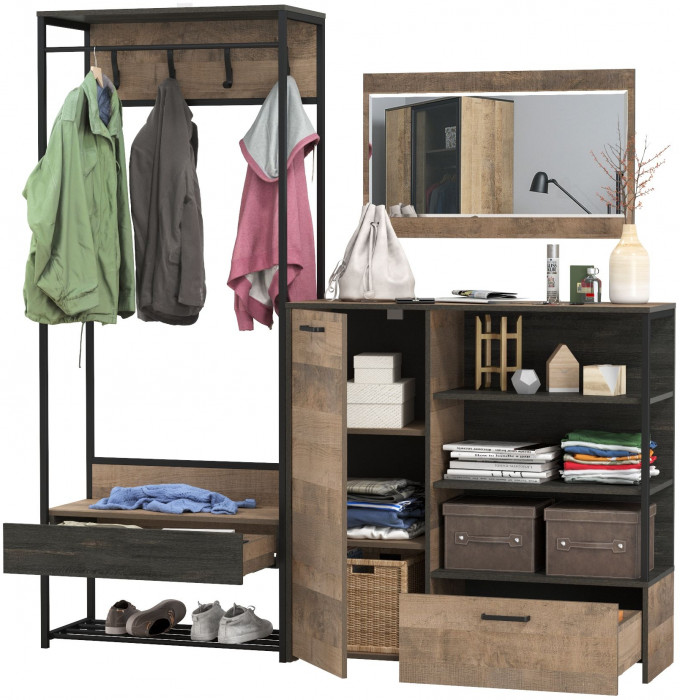 Трувор Прихожая 218, дуб гранж песочный/интра