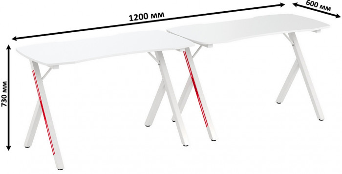 Два игровых стола Мебель--24 GT-2310 + два кресла компьютерных 103 чёрных, белый