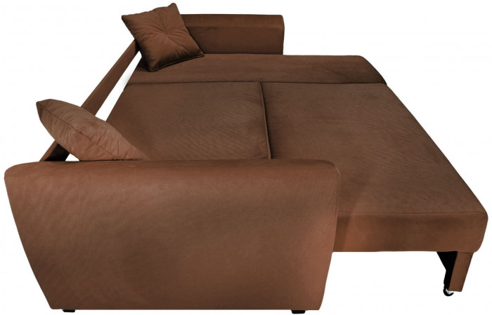 Диван-кровать угловой Амстердам Люкс, 150х200, еврокнижка, независимый пружинный блок, велюр, коричневый