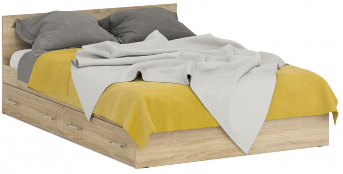 Кровать с ящиками 1400 + угловой шкаф Стандарт, дуб сонома