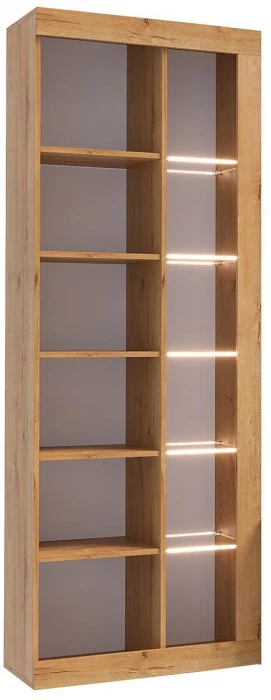 Прага Шкаф-Витрина ЛДСП Дуб вотан/Белый глянец