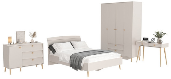 Афина Спальня 13-1400, цвет кашемир серый, сп.м. 1400х2000 мм., б/м, основание есть - фанера