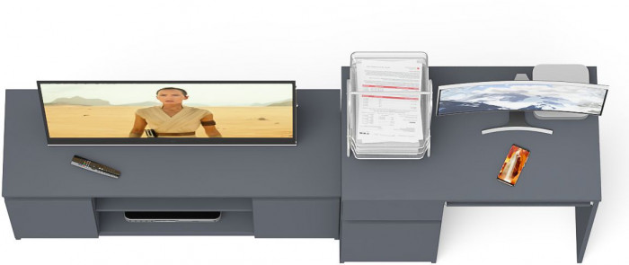 Мори компьютерный стол МС-1 левый + Тумба МТВ1200.1, графит