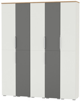 Октава Набор шкафов 48, белый шагрень/серый графит/дуб крафт золотой/фасады МДФ белый шагрень/серый графит