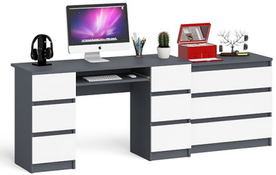 Мори Стол компьютерный МС-2 + Комод МК800.1, цвет графит/белый, ШхГхВ 215,8х50х76,6 см., универсальная сборка