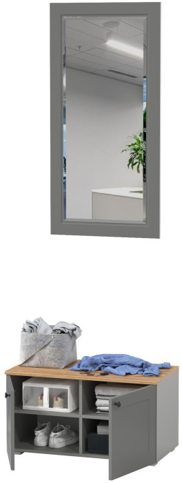 Остин 13.257 Тумба + 17.03 Зеркало, цвет серый графит/дуб крафт золотой, ШхГхВ 80х41,9х210 см.