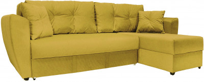 Диван-кровать угловой Амстердам Люкс, 150х200, еврокнижка, независимый пружинный блок, велюр, желтый