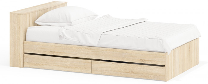 Ксения Кровать с ящиками 1200, дуб сонома