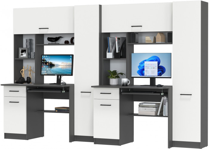 Два стола рабочих 6-0603Мграф/бел Альфа, графит/белый