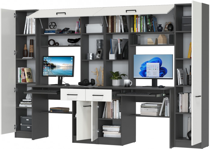 Два стола рабочих 6-0603Мграф/бел Альфа, графит/белый