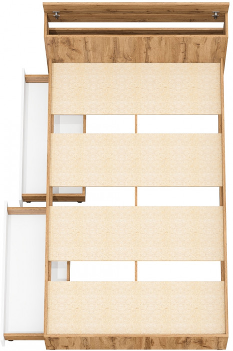 Ксения Кровать с ящиками 1200, дуб вотан/белый