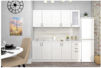 Кухня МДФ Ромб 2000 (Белый/Ясень патина)