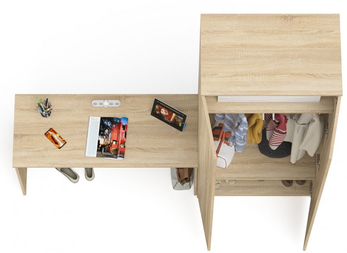 Мори Стол письменный МСП1200.1 + Шкаф МШ800.1, цвет дуб сонома, ШхГхВ 200,8х50,4х209,6 см., универсальная сборка