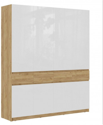 Шкаф Бостон МДФ ШК-004 крафт золотой/белый глянец