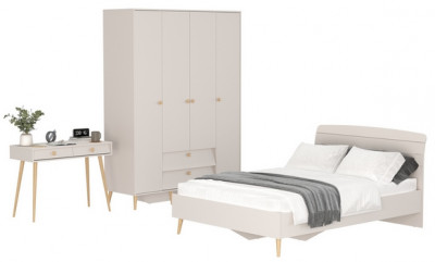 Афина Спальня 14-1400, цвет кашемир серый, сп.м. 1400х2000 мм., б/м, основание есть - фанера