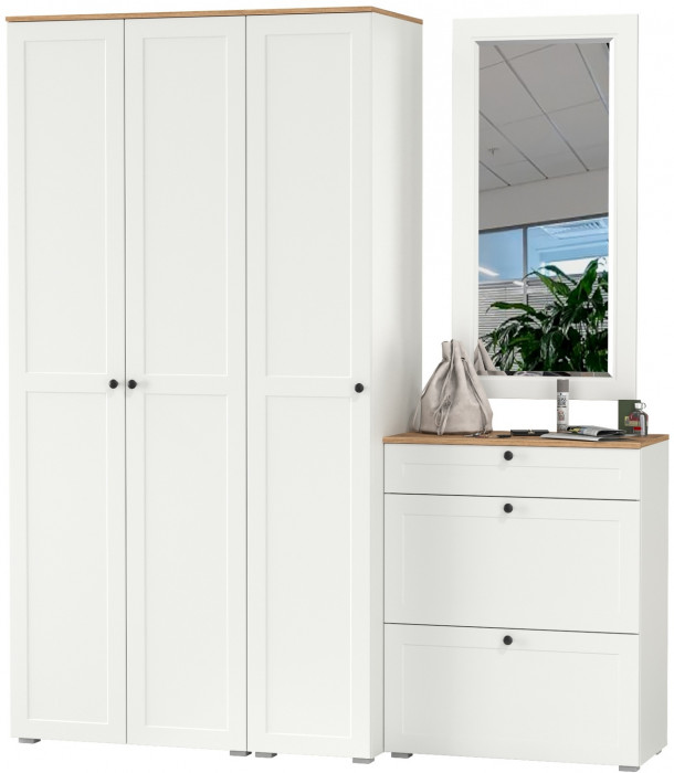 Остин Прихожая 40, белый шагрень/дуб крафт золотой